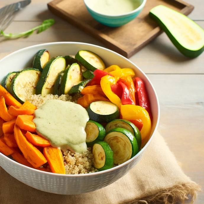 Detox Recipe: Roasted Veggie Quinoa Bowl with Lemon-Tahini Dressing