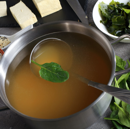 Traditional Japanese dashi soup recipe with kombu and bonito flakes
