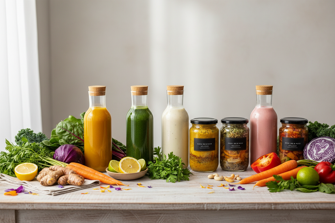 Anti-inflammatory cleanse with organic soups, broths, and whole food plant-based beverages