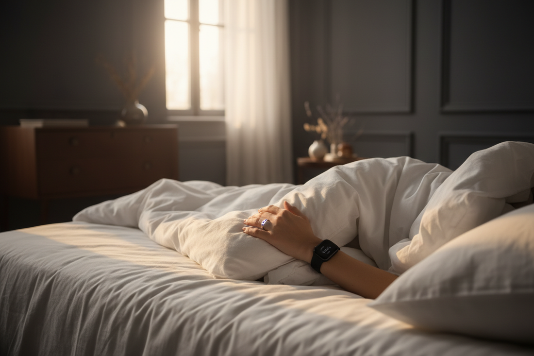 Person sleeping with Oura Ring showing poor recovery score — inflammation and HRV explained