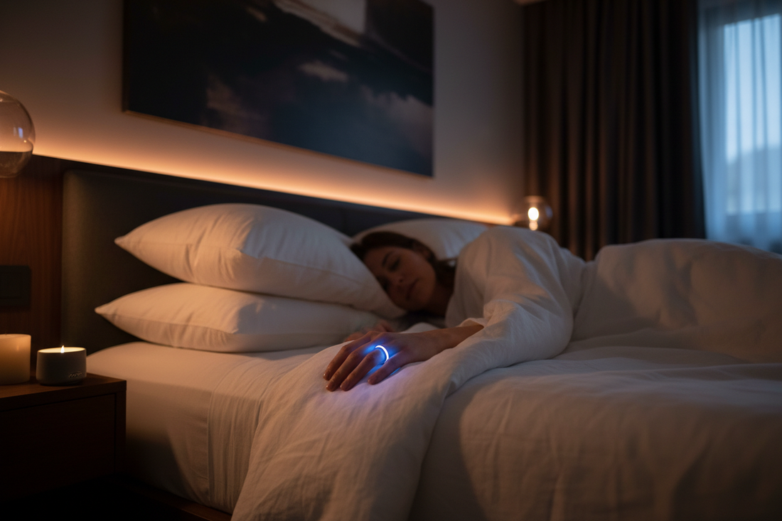 Person sleeping 8 hours with Oura Ring showing poor recovery score — inflammation and HRV explained