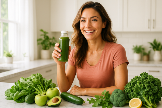 woman enjoying a morning green juice 
