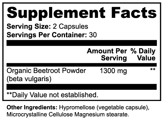 Organic Beetroot Capsules - Natural Nitrates for Athletic Performance & Recovery