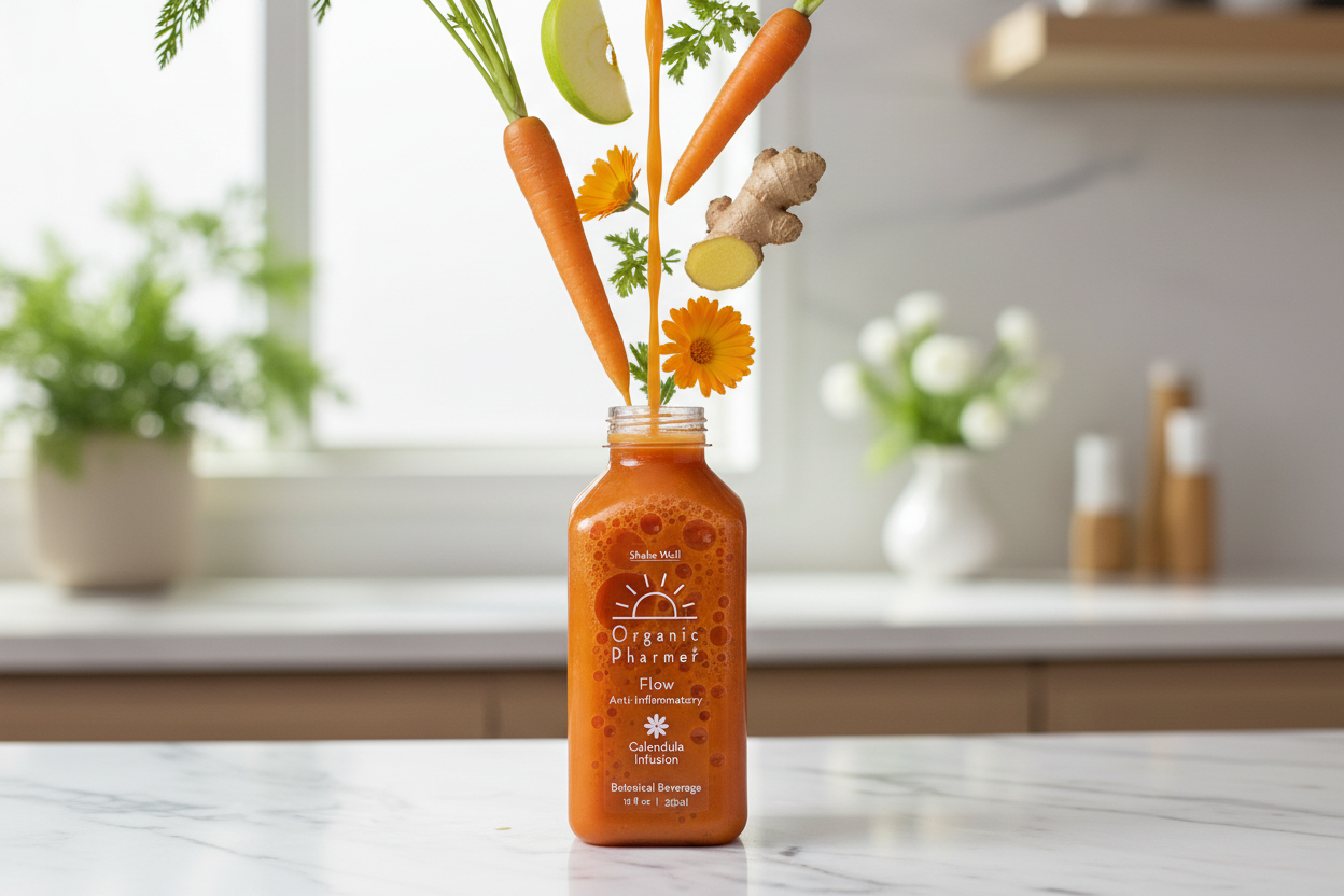 Flow with photorealistic ingredients and calendula