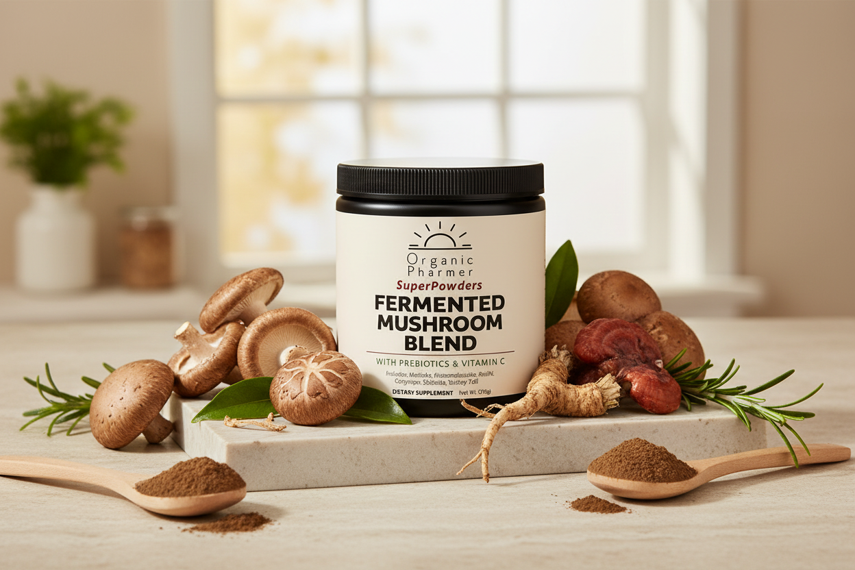 Organic Pharmer Fermented Mushroom Blend Lifestyle Photo