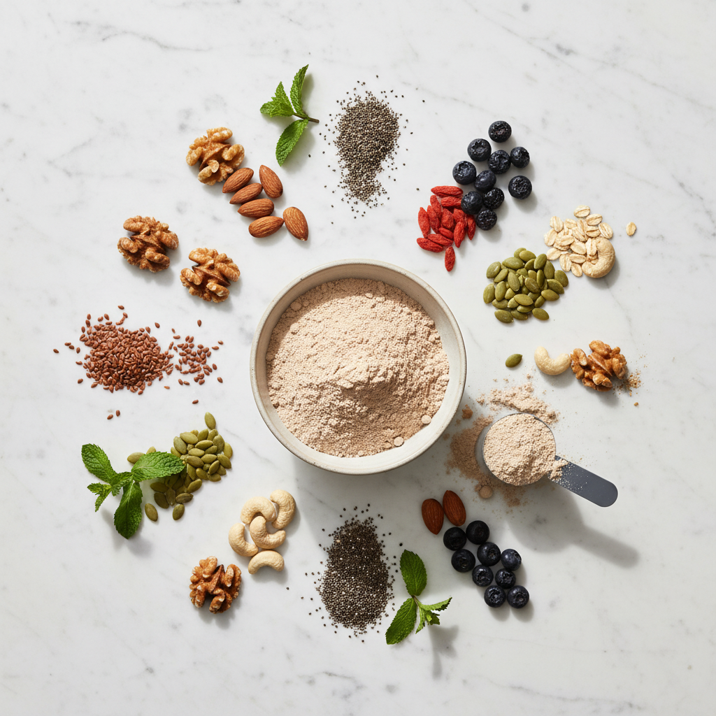 Overhead flat lay with ingredients