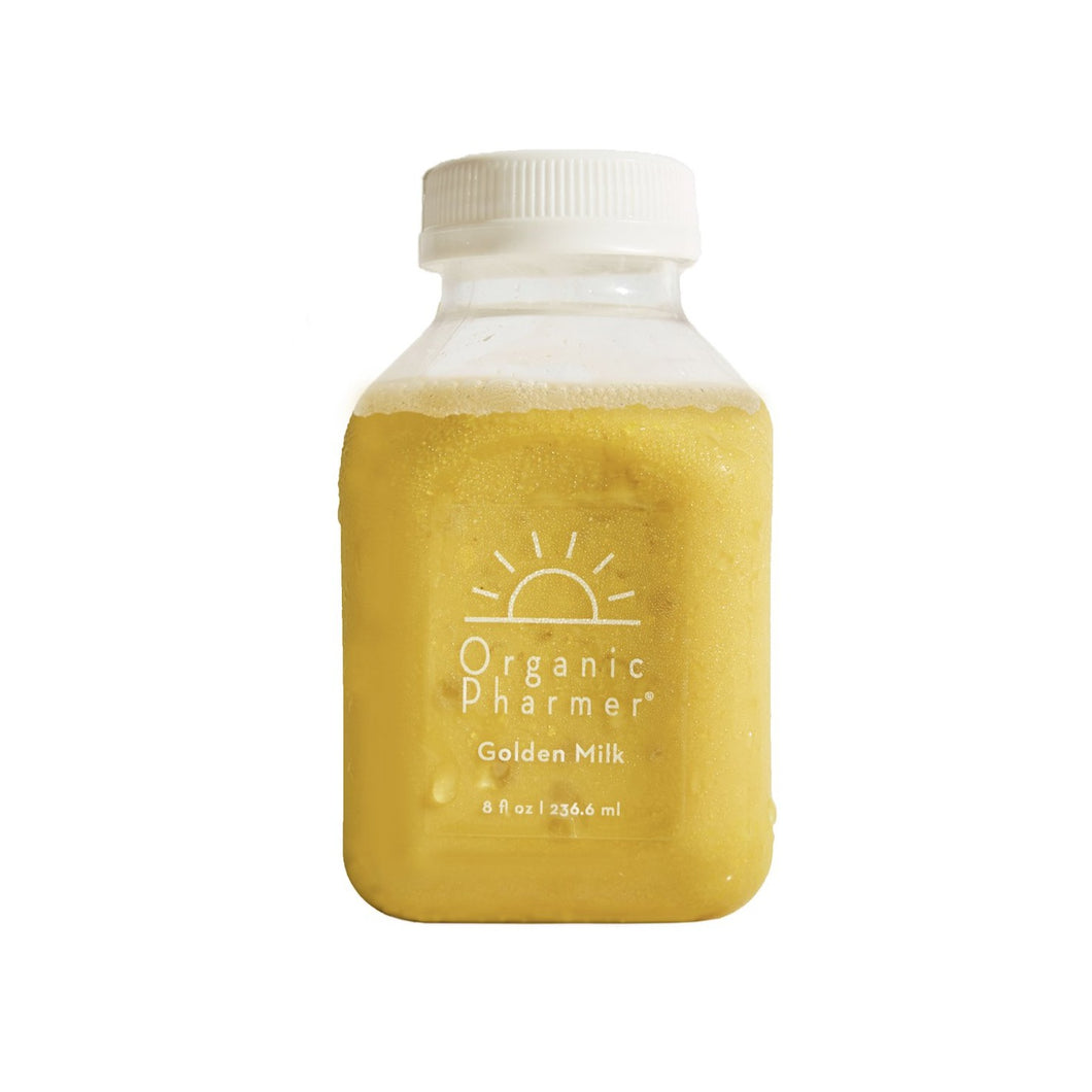 Organic coconut milk infused with fresh turmeric and ginger root, flavored with sweet spices and a touch of local raw honey. Golden milk is always organic, plant-based and bursting with ingredients that are gluten free, dairy free, soy free, corn free, egg free and promote calming inflammation in the body. Our line of therapeutic beverages are the best juice available for your body. 